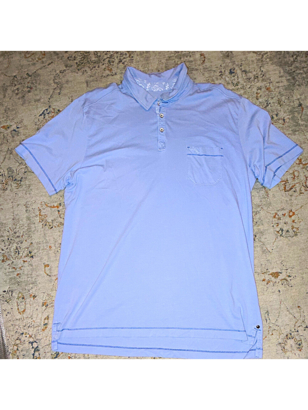 Tommy Bahama Men's Polo Shirt XL Light Blue Solid Cotton Short Sleeve A397